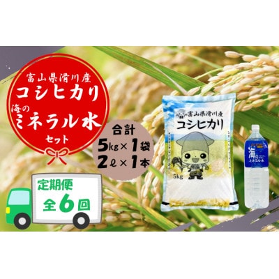 【毎月定期便】コシヒカリ(5kg)&海のミネラル水セット全6回