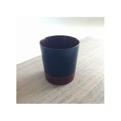 欅のロックグラス　塗分け　くろ