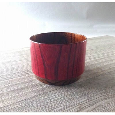 欅のコーヒー&デザートカップ　塗分け　あか