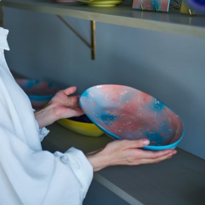 iroikoi 舟形盛器　湖上の桜