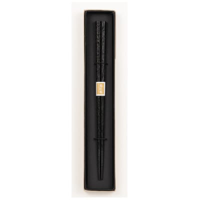 山中塗　国産箸　伝統工芸士　久保出章二作八角箸　黒摺(スベリ止付)SF-0771