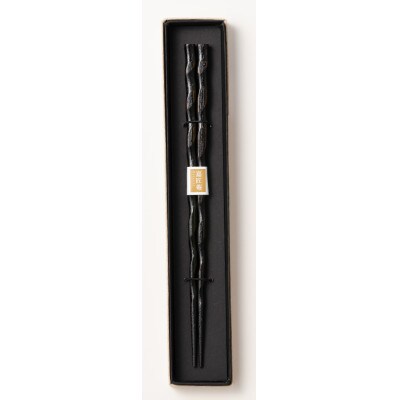 山中塗　国産箸　伝統工芸士　久保出章二作欅　螺旋箸　緑摺(スベリ止付)SF-0778