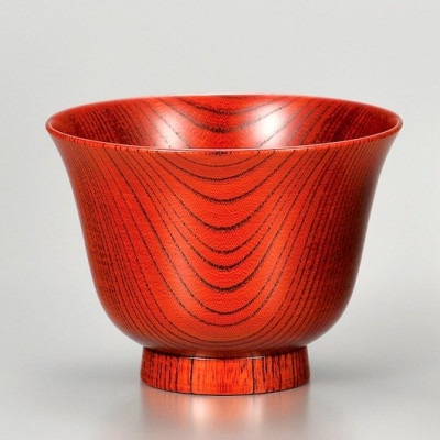 ＜国産品 山中塗＞ 欅　背高かゆ椀(赤摺)SO-0300