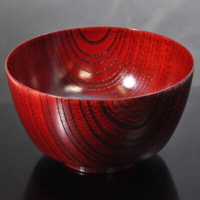 【国産山中塗】木製雑煮椀 欅4.3胴張椀＜赤摺＞SO-0501