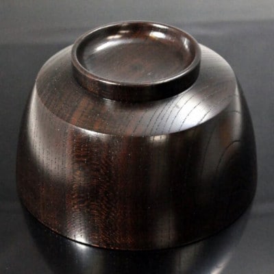 国産山中塗木製雑煮椀 欅4.3胴張椀　黒摺　SO-0502