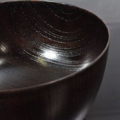 国産山中塗木製雑煮椀 欅4.3胴張椀　黒摺　SO-0502