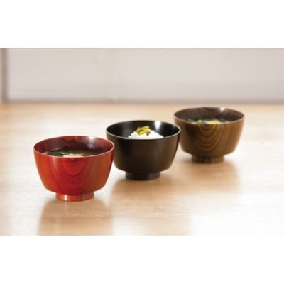 山中塗　欅3.7胴張汁椀　赤摺 SO-0470