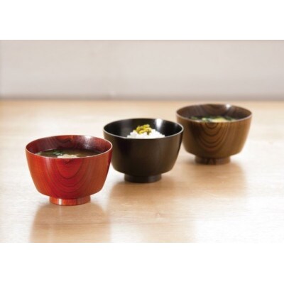 山中塗　欅3.7胴張汁椀　茶摺 SO-0472