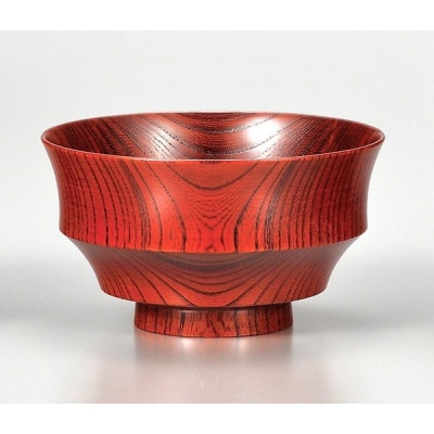 ＜国産品 山中塗＞ 欅4.3駒椀(赤摺)化粧箱入　SO-0276