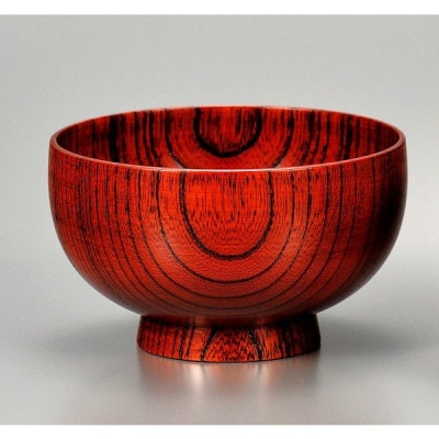 <国産品 山中塗> 欅3.8布袋汁椀(赤摺)化粧箱入　SO-0237