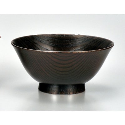 山中塗 国産漆器 ごはん茶わん(化粧箱入)<欅4.1飯茶椀　黒摺>　SO-0329