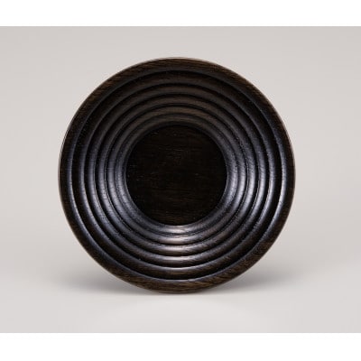 山中塗　栓4.0ロクロ目茶托　黒摺(5枚組)化粧箱入　ST-0124