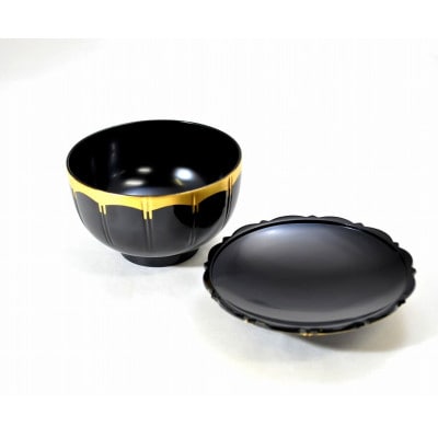 高級品　山中塗　王朝椀　金箔　5客揃　SR-1158