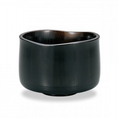 ＜国産品 山中塗＞欅　抹茶椀(黒摺)SO-0221