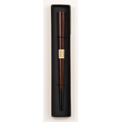 SZ-1105　＜山中塗＞欅3.7胴張汁椀　八角箸セット　茶摺