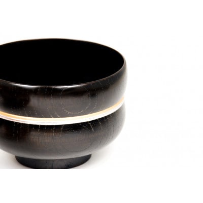 SO-0600 欅3.6ひさご椀　黒摺　金銀