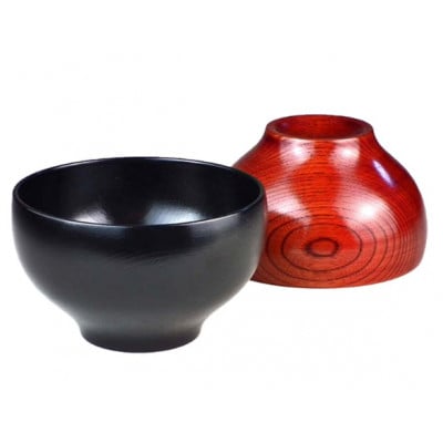 山中漆器　丸椀　茜・神代ペア