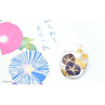 朝顔蒔絵 白蝶貝ブローチ