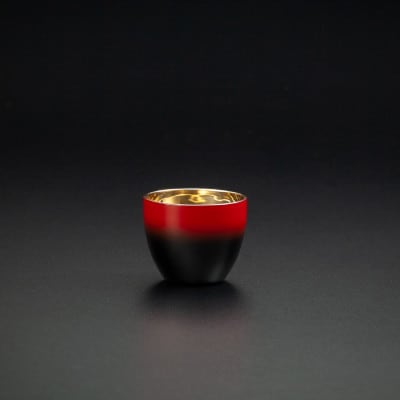 漆磨カップ　二重構造　ぐい呑　黒彩 SCW-GK601