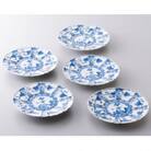 加賀九谷焼〈山本長左〉4.5号皿(直径約14センチ銘々皿) 宝珠唐草(5枚組)【高島屋選定品】