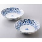 加賀九谷焼〈山本長左〉菊型中皿　唐草(2枚組)【高島屋選定品】