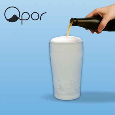 Qpor凍る器ビアカップ和柄 波と千鳥　銀