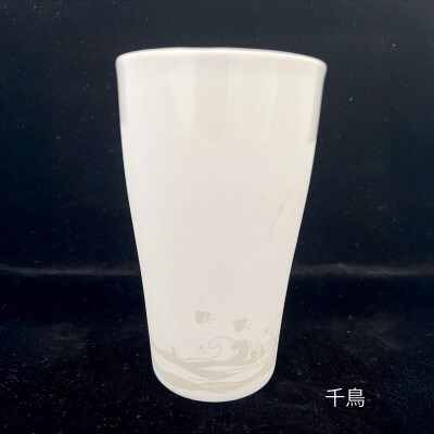 Qpor凍る器ビアカップ和柄 波と千鳥　銀