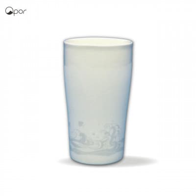 Qpor凍る器ビアカップ和柄 波と千鳥　銀