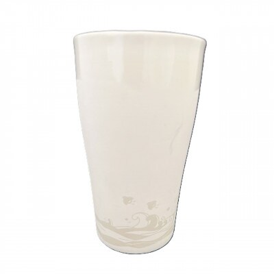 Qpor凍る器ビアカップ和柄 波と千鳥　銀