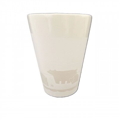 Qpor凍る器フリーカップ北欧柄　雪熊　銀