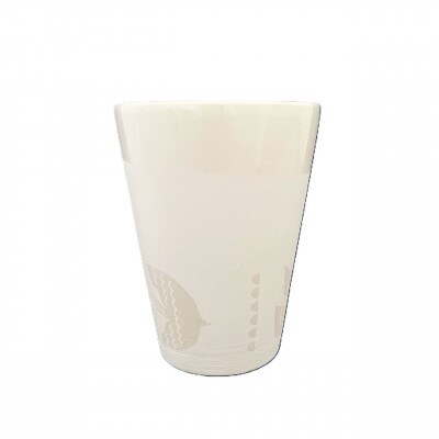 Qpor凍る器フリーカップ北欧柄　啄木鳥　銀