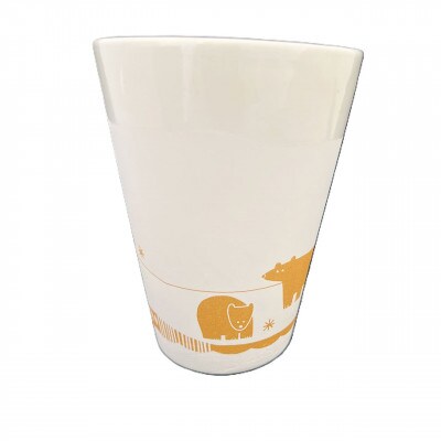 Qpor凍る器フリーカップ　北欧柄　雪熊　金