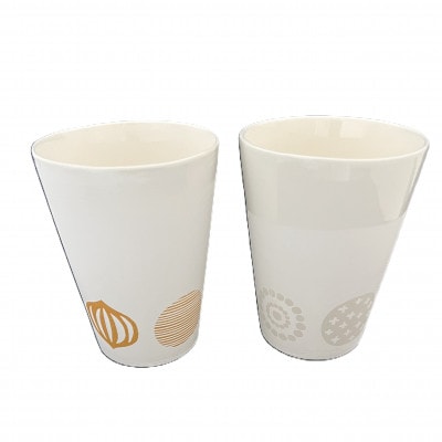 Qpor凍る器フリーカップ 北欧柄　組紋　金