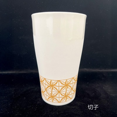 Qpor凍る器ビアカップ和柄　切子　金