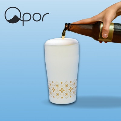 Qpor凍る器ビアカップ菱模様　金