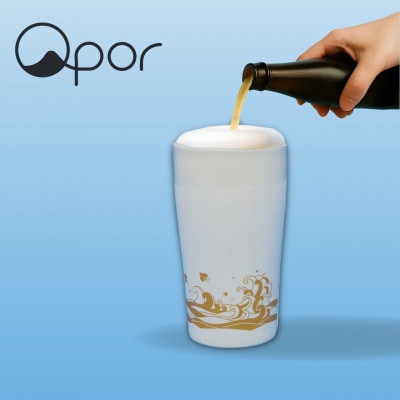 Qpor凍る器ビアカップ波と千鳥　金