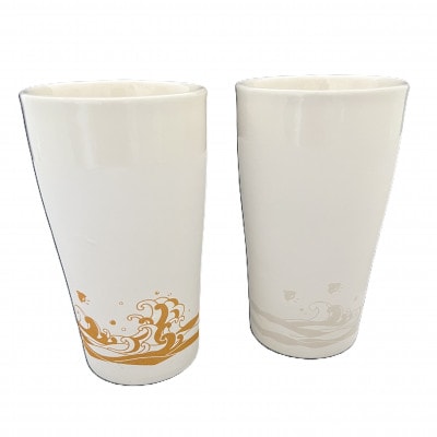 Qpor凍る器ビアカップ波と千鳥　金