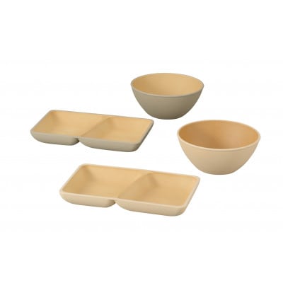 アースカラー　スクエアプレートS・ボウル2P　17110