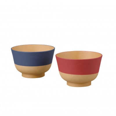 やさしい彩り　抗菌汁椀　るり色/あかね色　17018