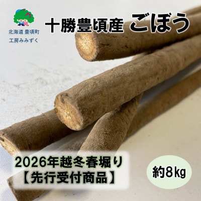 十勝豊頃産 ごぼう約8kg(SS～2Lサイズ混合)【2026年春出荷】(先行受付)【工房みみずく】