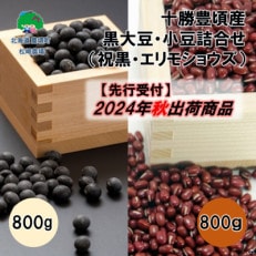 2024年秋以降出荷(先行受付)十勝豊頃産 黒大豆・小豆各800g 詰合せ[No.58910643]