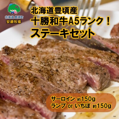 北海道豊頃産 十勝和牛 A5 ステーキセット(サーロイン、ランプorいちぼ)約150g×2枚