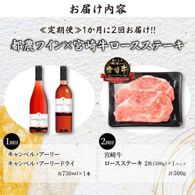 ≪定期便≫＼1か月に2回お届け!!/都農ワイン×ロースステーキ★最強コンビ_T999-0041