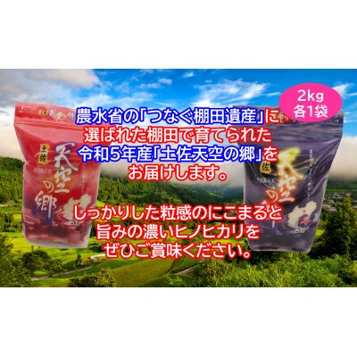 ★令和5年産★ 本山町の棚田で育てられた 棚田米 土佐天空の郷 各2kg食べ比べセット