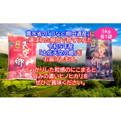 ★令和5年産★本山町の棚田で育てられた 棚田米 土佐天空の郷 各5kg食べ比べセット