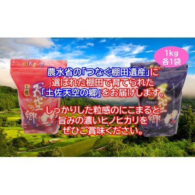 ★令和6年産★本山町の棚田で育てられた棚田米　土佐天空の郷　1kg食べ比べセット