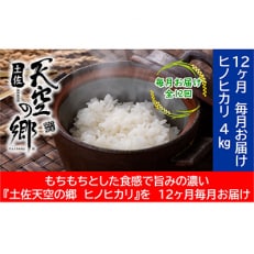 【毎月定期便】土佐天空の郷「ヒノヒカリ」4kg毎月お届け全12回