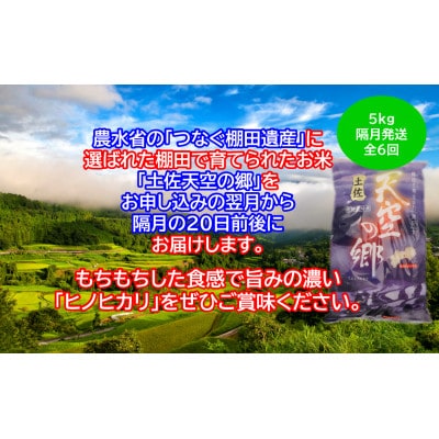 【2ヵ月毎定期便】土佐天空の郷「ヒノヒカリ」5kg隔月お届け全6回