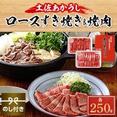 【のし付き】土佐あかうし ロースすき焼き&amp;焼肉 各250g