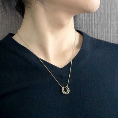 18金 ネックレス 馬蹄 ブラックダイヤモンド 1.0ct ホースシュー 230227102bkym
